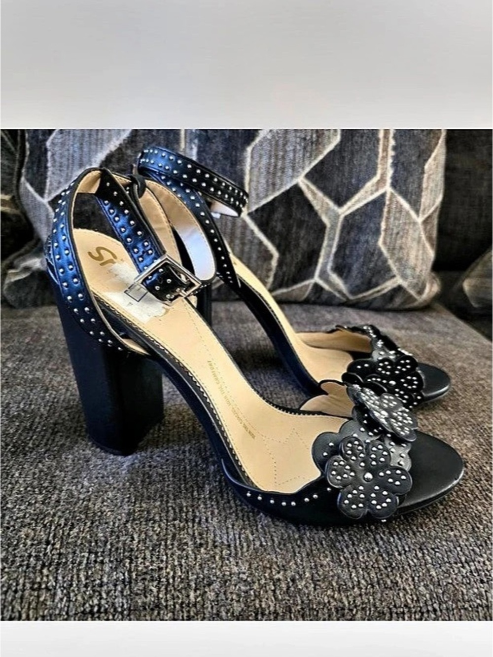 Sam Edelman Circus Merle Studded Floral Heels Black Size 9